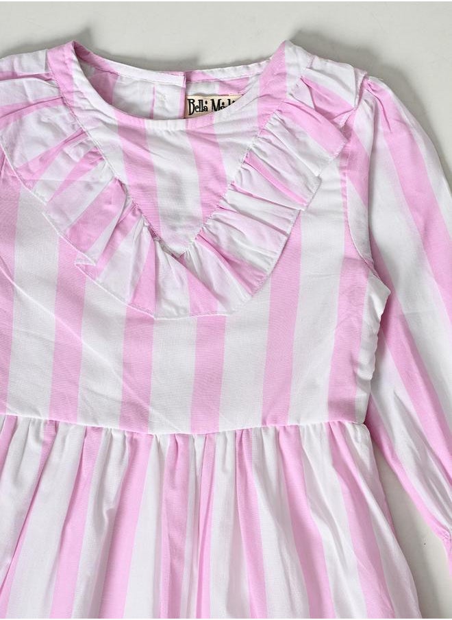 BELLA MODA - Striped Round Neck Tiered Dress by Styli - Image 1