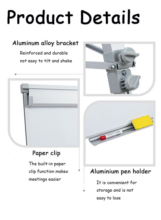 GBQ Magnetic Whiteboard 70*100cm Aluminum Height Adjustable With 1PCS Whiteboard Marker Holder, 4PCS Whiteboard Magnet, 1PCS Whiteboard Eraser, 4PCS Whiteboard Marker - Image 3