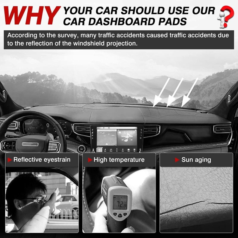 Autorder Various fittings Dashboard Cover Mat for 2022-2024 Jeep Grand Wagoneer WS Accessories Dash Cover Flannel Dash Mat Sunshade Glare UV Rays Protector Big & small space compatible - Image 2