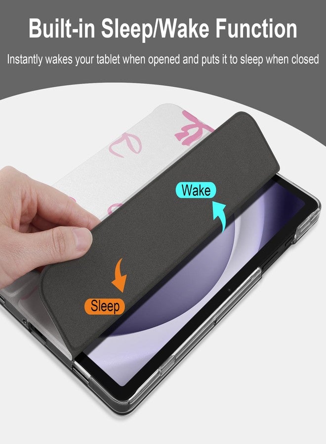 DONGKE جراب دونغكي لجهاز سامسونج جالاكسي تاب A9+/A9 بلس 11 بوصة 2024 2023 (SM-X210/X216/X218)، غطاء خلفي صلب شفاف من البولي كربونات، نحيف مع مسند، مزود بخاصية التشغيل/الإيقاف التلقائي - مزين بفيونكات وردية - Image 4