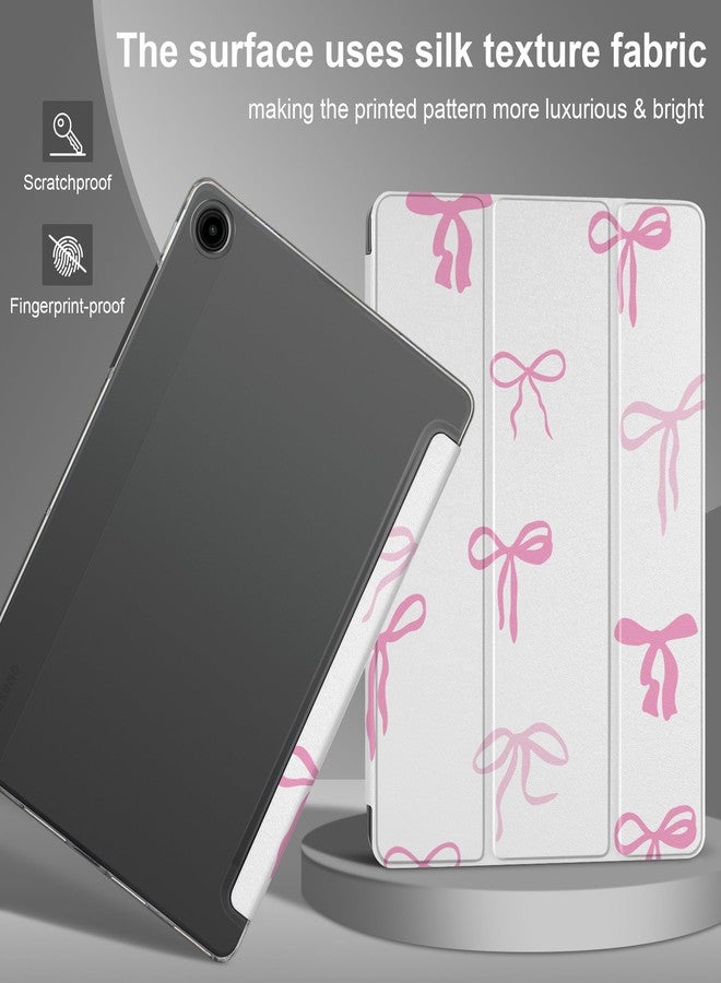 DONGKE جراب دونغكي لجهاز سامسونج جالاكسي تاب A9+/A9 بلس 11 بوصة 2024 2023 (SM-X210/X216/X218)، غطاء خلفي صلب شفاف من البولي كربونات، نحيف مع مسند، مزود بخاصية التشغيل/الإيقاف التلقائي - مزين بفيونكات وردية - Image 5