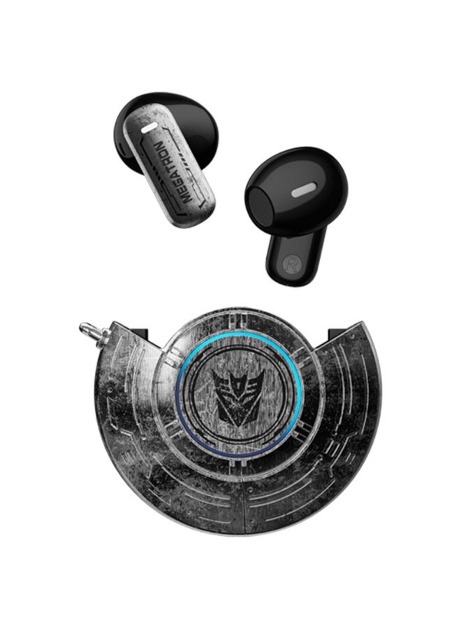 Transformers TF-T31 Bluetooth TWS Wireless Earbuds with Mechanical Shell Design Passive Noise Cancelling in-Ear Cool HiFi HD Calling Music Game Modes Low Latency Sports Earphones (Black - Megatron) - Image 1