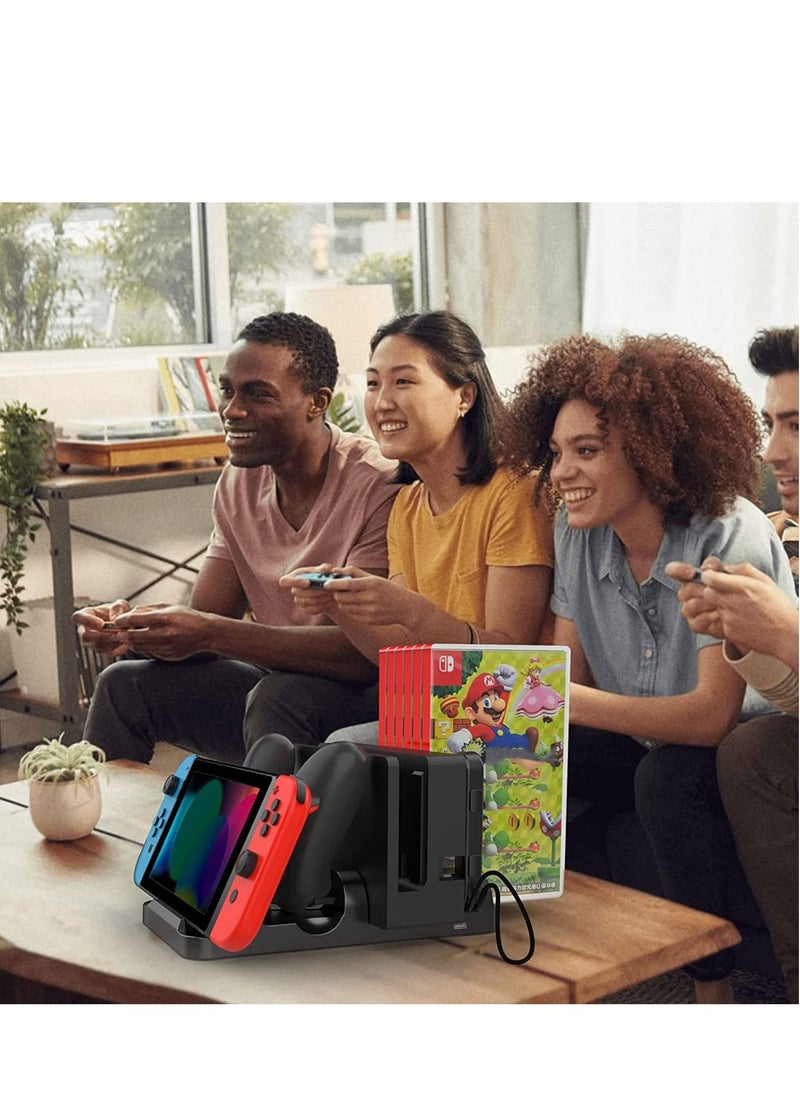 Excefore - Switch Controller Charging Dock Station Compatible with & Pro Upgraded 6 Game Storage for Joycon Games - Image 1