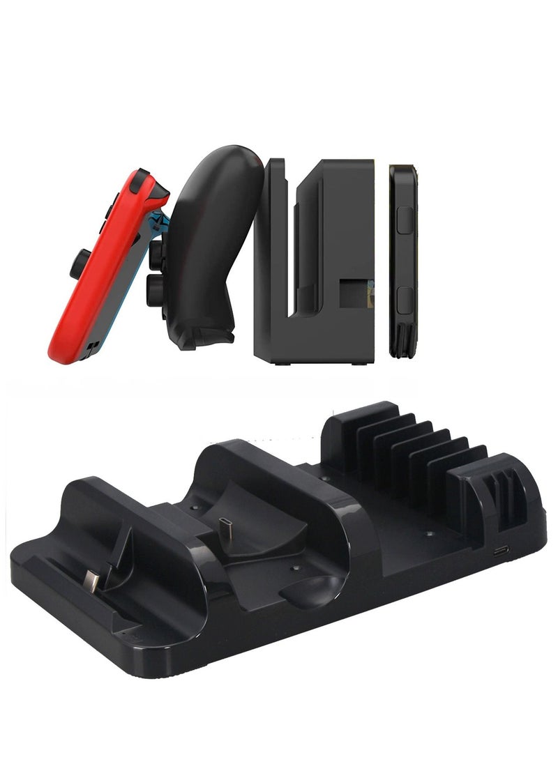 Excefore - Switch Controller Charging Dock Station Compatible with & Pro Upgraded 6 Game Storage for Joycon Games - Image 1