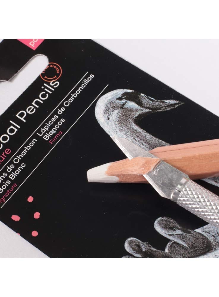 URBAN BOX 3Pcs Medium White Charcoal Pencils Graphite Drawing Painting Sketch Pencils With Detail Precision Pen Knife Sharpening Blade - Image 4
