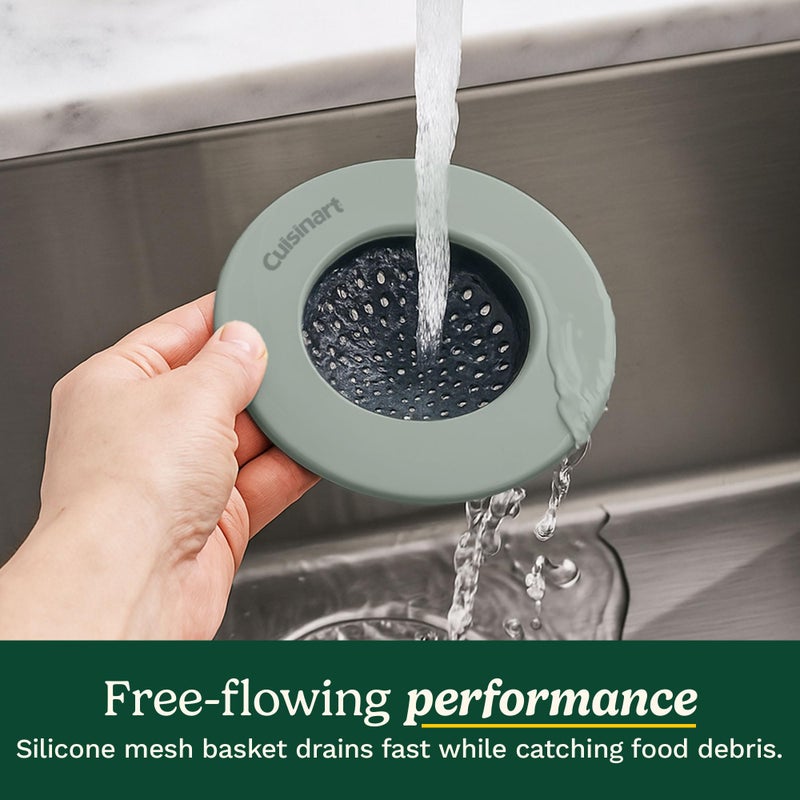Best Brands Cuisinart Sink Strainers- 2 Pack Kitchen Sink Drain Strainer & Food Catcher with Enamel-Coated Stainless Steel Rim and Silicone Base, Fits Standard 3.5" Drains, Outer Diameter 4.35", Scratch-Safe - Image 2