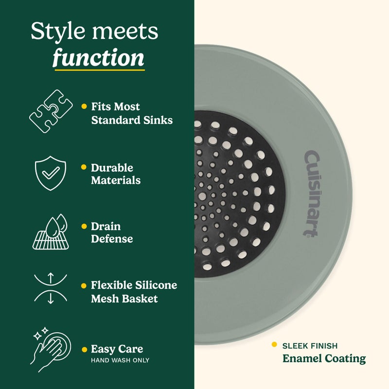 Best Brands Cuisinart Sink Strainers- 2 Pack Kitchen Sink Drain Strainer & Food Catcher with Enamel-Coated Stainless Steel Rim and Silicone Base, Fits Standard 3.5" Drains, Outer Diameter 4.35", Scratch-Safe - Image 4