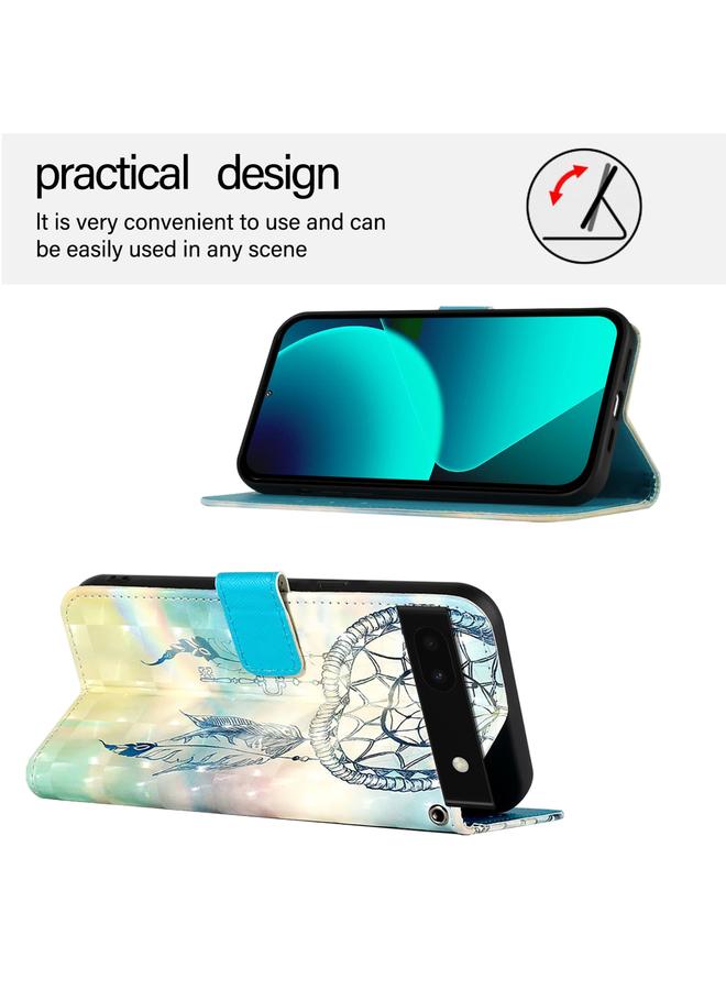 اس-توب جراب هاتف Google Pixel 6a من الجلد بتصميم ثلاثي الأبعاد مع قلاب أفقي - Image 3