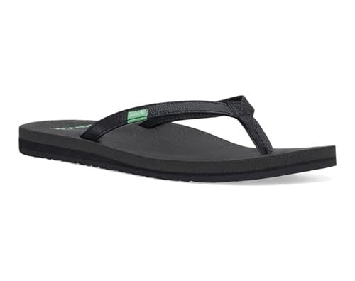 Sanuk Yoga Joy | Flip Flops for Women | Yoga Sandals For Women | Women's Beach Sandals | Memory Foam Footbed, Black, 10 - Image 2
