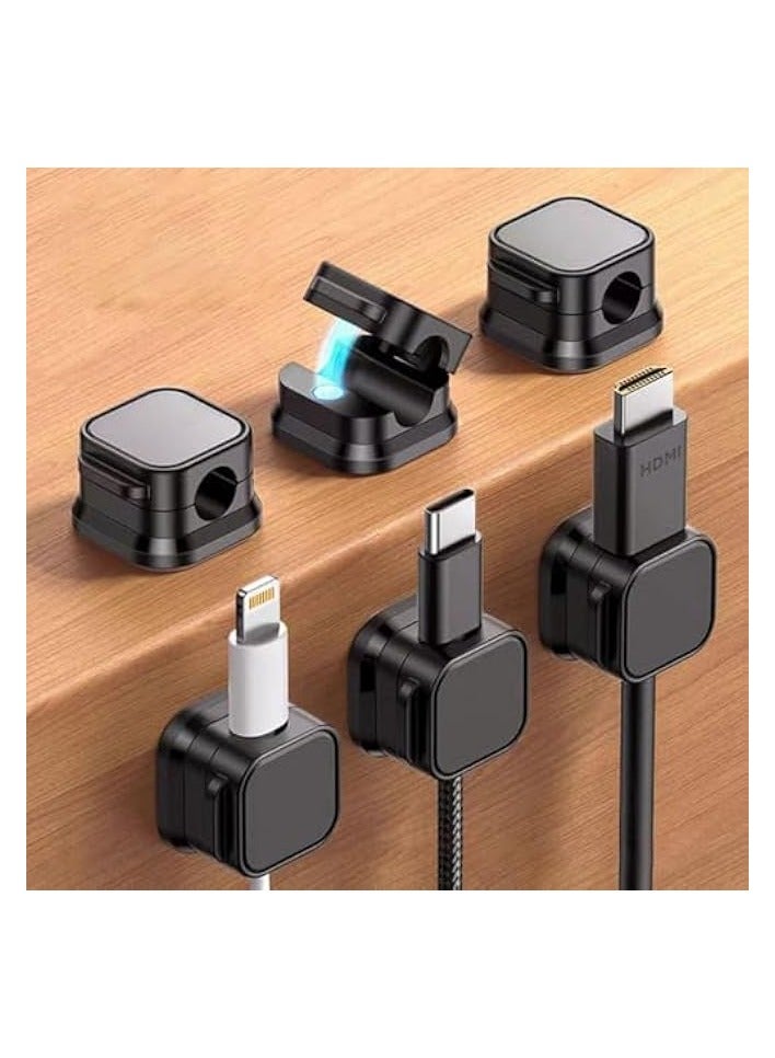 erorex 8 Pack Magnetic Cable Clips, Spring Cable Holder Clips, Cable Management Adhesive Cord, Wire Holder Keeper for Home Office Desk Phone Car Wall Desktop Nightstand - Image 1