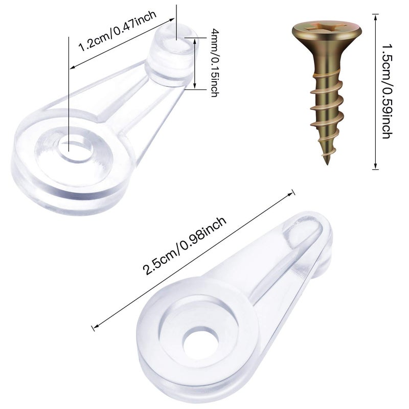 Blulu 50 Pack Glass Retainer Clips with Screws 4 mm Cabinet Door Glass Panel Retainer Clips Clear Acrylic Universal Cabinet for Mirror Window Storm(Transparent with Rainbow) - Image 2