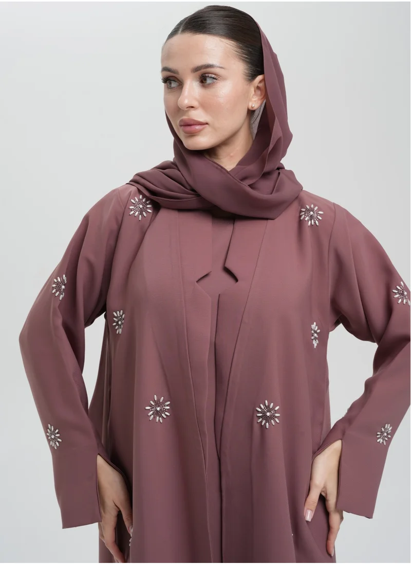Meem by Mariyah Embellished Front open abaya