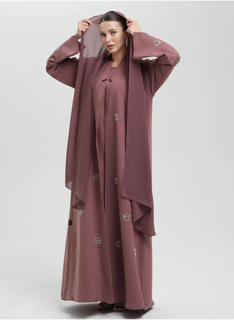 Meem by Mariyah Embellished Front open abaya