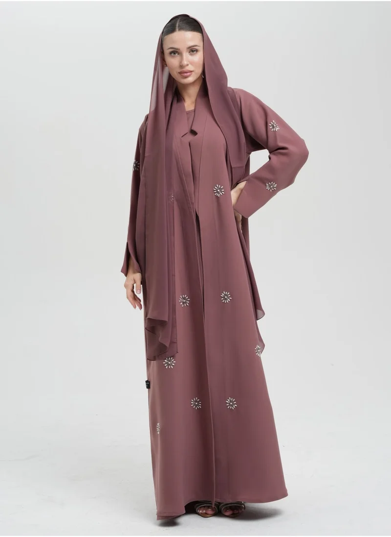 Meem by Mariyah Embellished Front open abaya