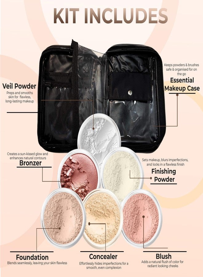 Sweet Face Minerals XXL KIT with CASE (LIGHT) Mineral Makeup Set Bare Face Matte Powder Foundation - Image 2