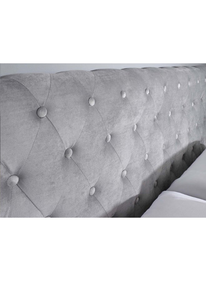 Bed and Mattress Home Blissful Bloom Tufted Upholstered Queen Size ( Mattress Size 150 X 200 CM ) Grey Color Bed Size 214 W X 158 L CM ( Mattress Sold Separately )  - Image 3