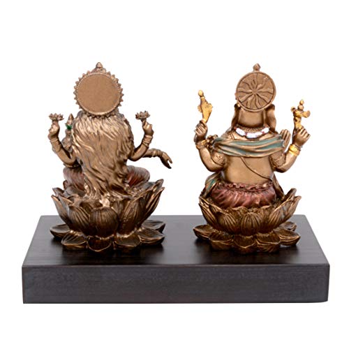 Idol Collections Hindu God Cold Cast Bronze Lakshmi Ganesha Ganesh Murti Idol Statue Statue (8.5 cm x 5.5 cm x 5 cm Brown) Diwali Puja - Image 3