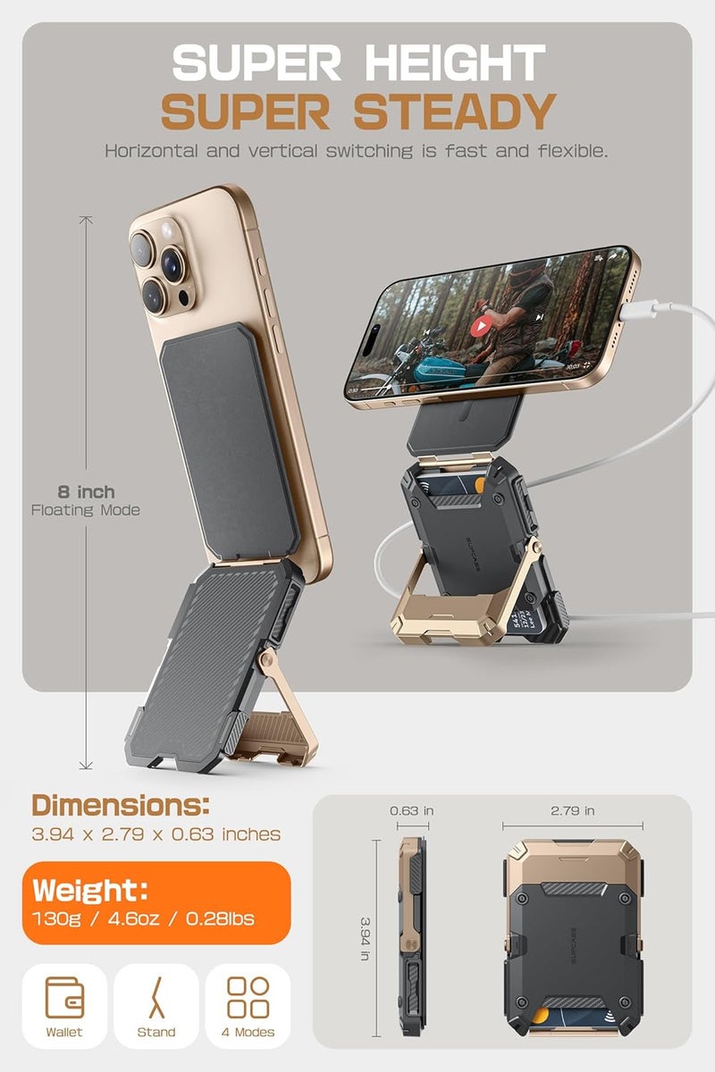 SupCase Magnetic Wallet with Stand Compatible with MagSafe, [Hold 5 Cards] [Adjustable Stand] [RFID Blocking] Tripod Phone Stand Magnetic Credit Card Holder for iPhone 16/15/14/13/12 Series, Desert - Image 5
