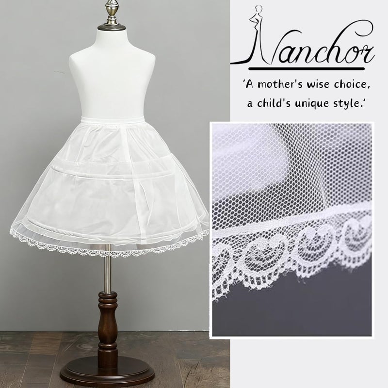 Nanchor Flower Girl Crinoline Petticoat Kids with 2 Hoops Full Slip Underskirt Lace Edge (2-6Y) - Image 5
