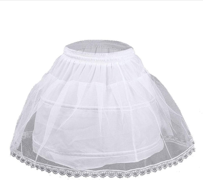 Nanchor Flower Girl Crinoline Petticoat Kids with 2 Hoops Full Slip Underskirt Lace Edge (2-6Y) - Image 1