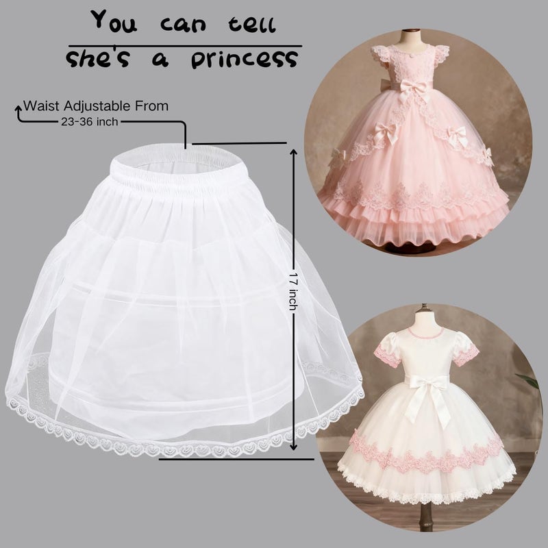 Nanchor Flower Girl Crinoline Petticoat Kids with 2 Hoops Full Slip Underskirt Lace Edge (2-6Y) - Image 4