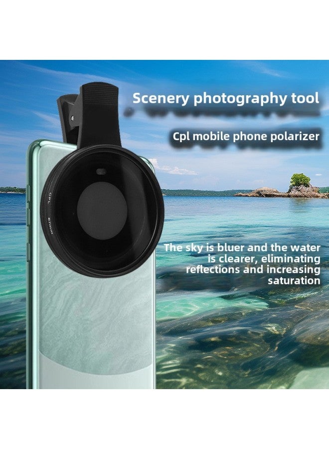 Mobile Phone Polarizer Photography Filter Photo Suitable For Huawei IPhone Apple Xiaomi Professional CPL Polarized Lens-Color: + Mobile Phone Clip  - Image 1