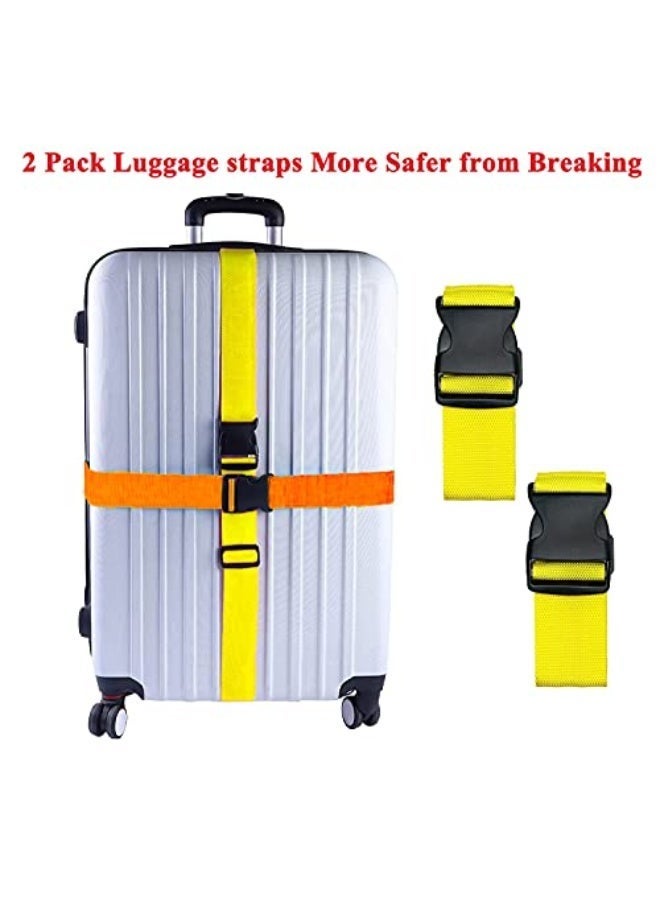 jaexest 2 Pack Suitcase Straps with Quick Release Buckle, Bright Color, Yellow - Image 3