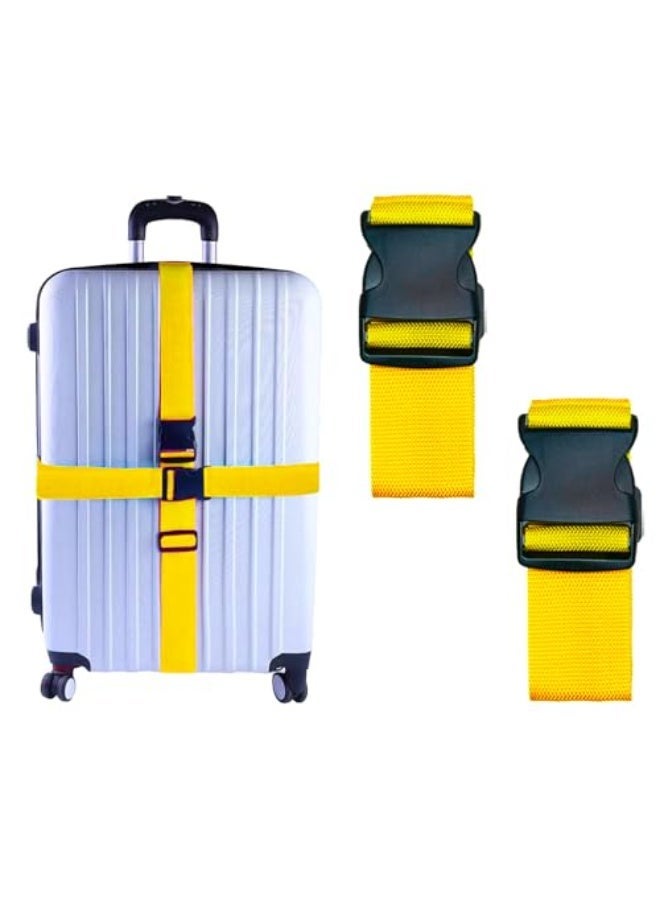 jaexest 2 Pack Suitcase Straps with Quick Release Buckle, Bright Color, Yellow - Image 1