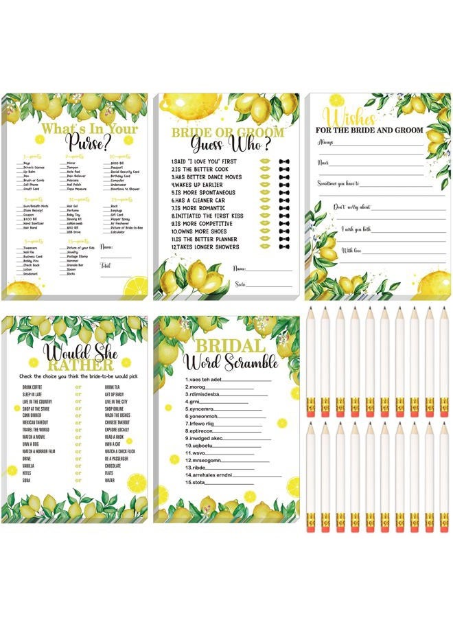 BOON 145 Pieces Lemon Bridal Shower Game Bridal Shower Favors Wedding Shower Games Set Include Wedding Games Cards and Pencils for Bride Groom Bachelorette Party Wedding Shower Party Favor - Image 1