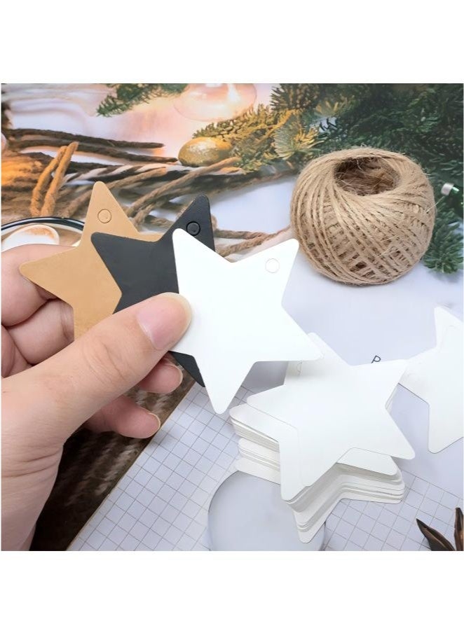 Gift Tags, Kraft Gift Tags with String Attached, 300PCS Kraft Paper Tags Price Tags Star Heart Tags for Arts and Crafts,Wedding and Holiday Gifts Favors Birthdays Parties Eid Events (3 Color) - Image 4