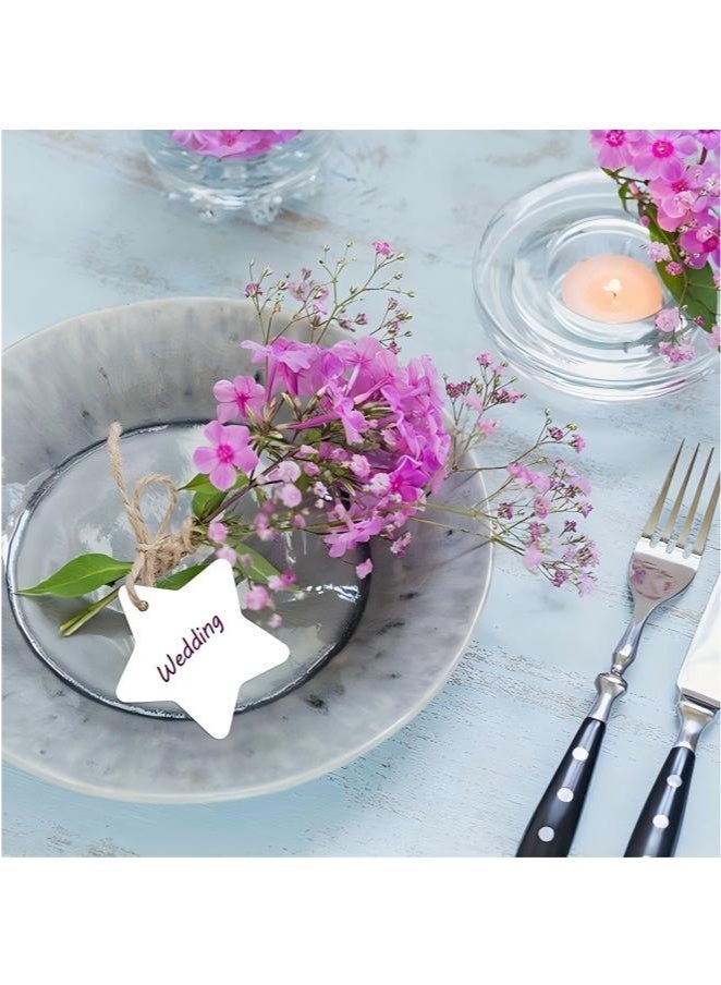 Gift Tags, Kraft Gift Tags with String Attached, 300PCS Kraft Paper Tags Price Tags Star Heart Tags for Arts and Crafts,Wedding and Holiday Gifts Favors Birthdays Parties Eid Events (3 Color) - Image 3