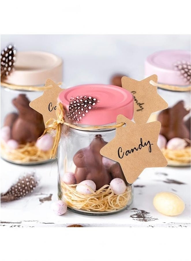 Gift Tags, Kraft Gift Tags with String Attached, 300PCS Kraft Paper Tags Price Tags Star Heart Tags for Arts and Crafts,Wedding and Holiday Gifts Favors Birthdays Parties Eid Events (3 Color) - Image 5