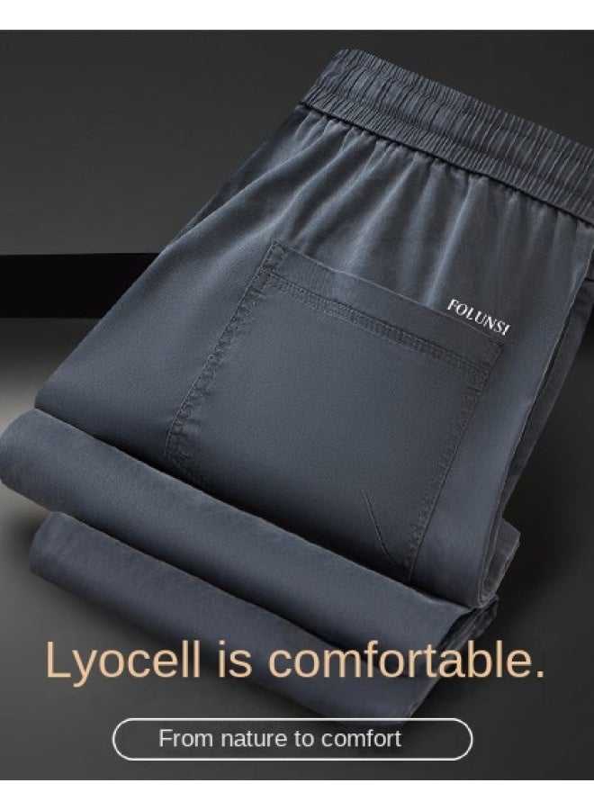 FOLUNSI With Lyocell】men's Elastic Waist Straight Leg Pants - Versatile Casual Trousers For Work & Leisure - Image 1