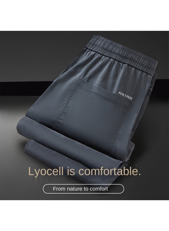 FOLUNSI With Lyocell】men's Elastic Waist Straight Leg Pants - Versatile Casual Trousers For Work & Leisure - Image 2