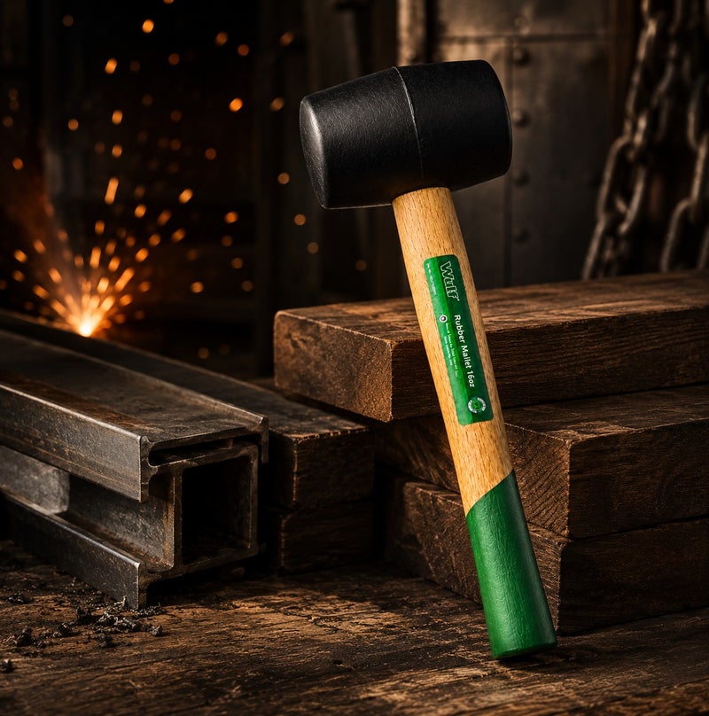 WULF Professional 16oz Rubber Mallet with Heavy-Duty Non-Marring Black Rubber Head & High-Strength Hardwood Handle, Soft Face Hammer for Construction, Paving, Industrial Assembly, Woodworking & DIY Repair - Image 3