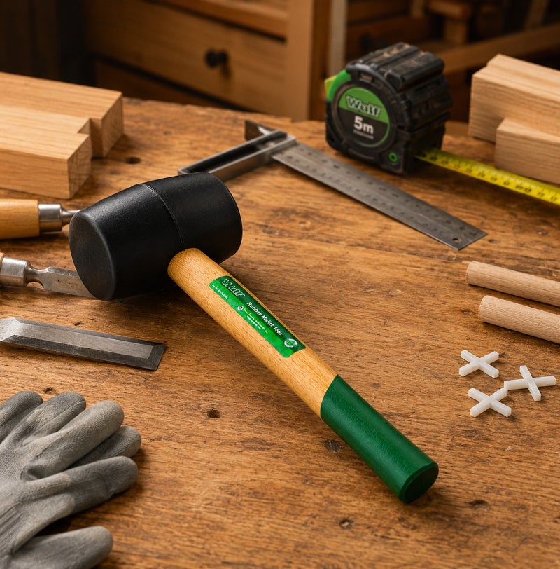 WULF Professional 16oz Rubber Mallet with Heavy-Duty Non-Marring Black Rubber Head & High-Strength Hardwood Handle, Soft Face Hammer for Construction, Paving, Industrial Assembly, Woodworking & DIY Repair - Image 5