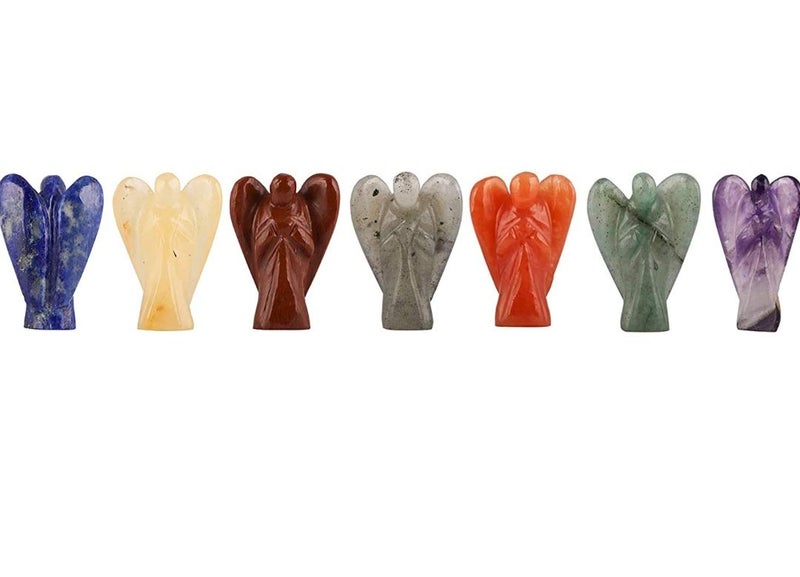DHYANARSH Lucky Agate Chakra Angels Reiki Healing Crystals Stones Holistic Polished Metaphysical Crafting 7 Angels Set 2 inch - Image 1