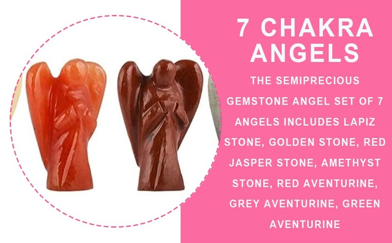 DHYANARSH Lucky Agate Chakra Angels Reiki Healing Crystals Stones Holistic Polished Metaphysical Crafting 7 Angels Set 2 inch - Image 4