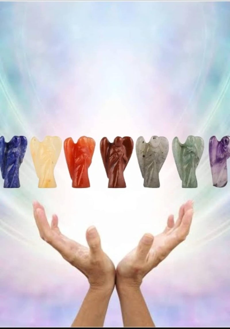 DHYANARSH Lucky Agate Chakra Angels Reiki Healing Crystals Stones Holistic Polished Metaphysical Crafting 7 Angels Set 2 inch - Image 2