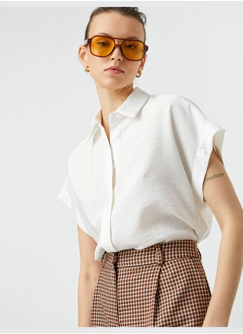 KOTON Short Sleeve Button Blouse