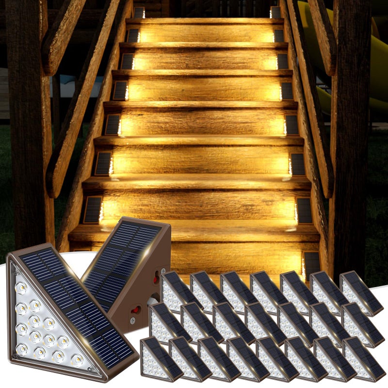JOFIOS Solar Step Lights for Outside24pack Solar Stair Lights Outdoor Waterproof IP67Outdoor Deck Step LightSolar Outdoor Lights for StaircasePatioWarm Brown - Image 2