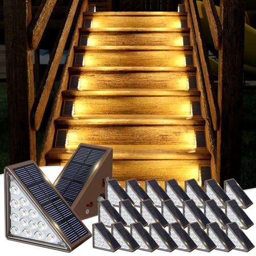 JOFIOS Solar Step Lights for Outside24pack Solar Stair Lights Outdoor Waterproof IP67Outdoor Deck Step LightSolar Outdoor Lights for StaircasePatioWarm Brown - Image 1