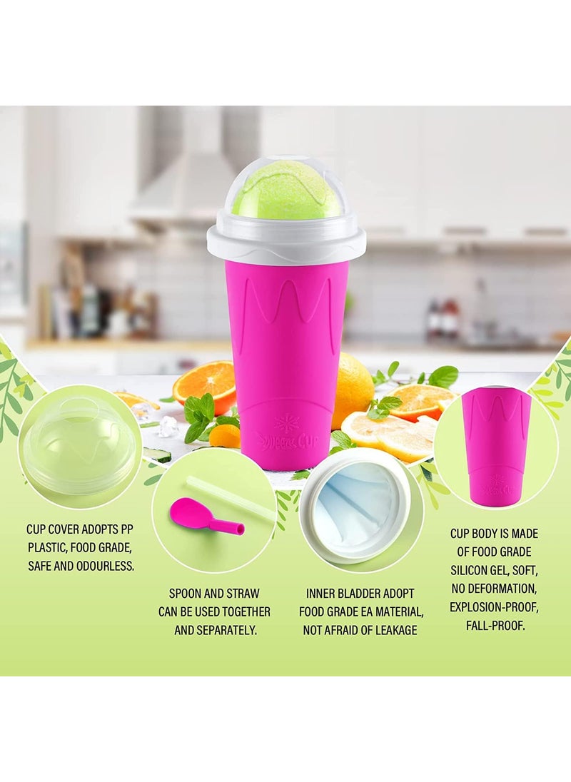 BLOOMBITE - Slushie Maker Cup Magic Quick Frozen Smoothies Cup Ice Cream Maker with Lid Straw Shake and Slush Maker Double Layer Squeeze Smoothie Cooling Cup Multicolor - Image 1