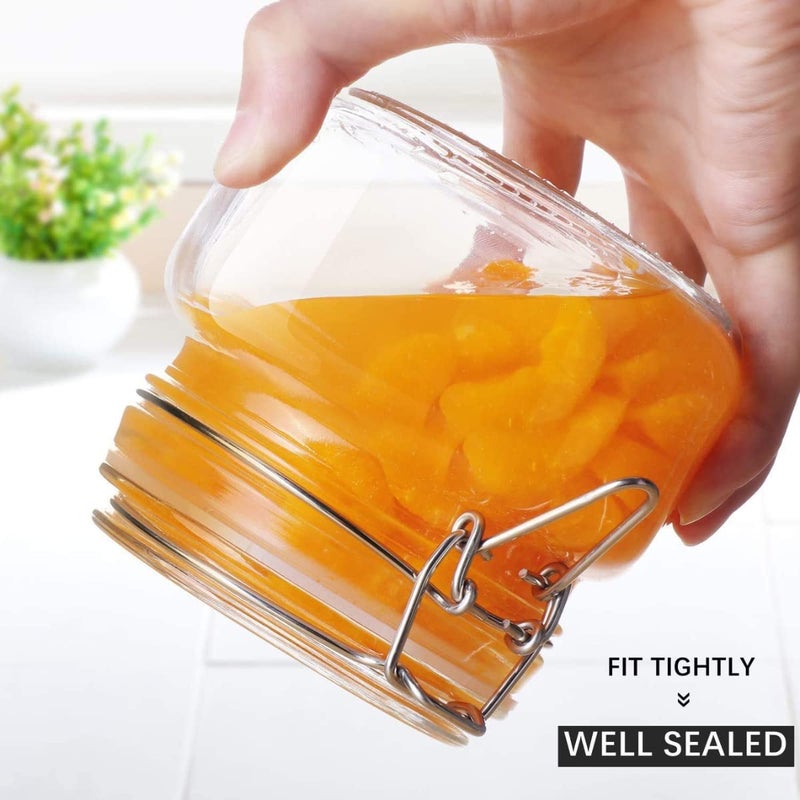 MUAC Airtight Square Glass Canister Kitchen Storage Jar Container With Clip Lock For Storing Honey, Pickle, Coffee Beans (500 ML, Pack Of 4) - Image 2