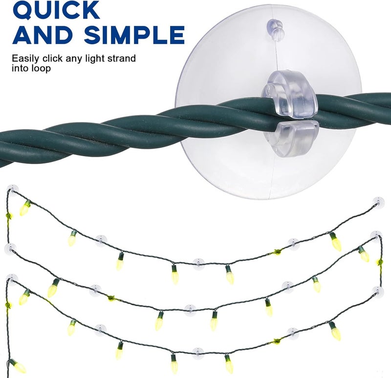 Skyley Christmas Light Holders Mini Hang Christmas Light Clips Suction Cup Clips Shower Suction Cup Hooks Outdoor Seasonal Lighting Hooks for Window Glass Home Bathroom Kitchen(200 Pcs) - Image 4