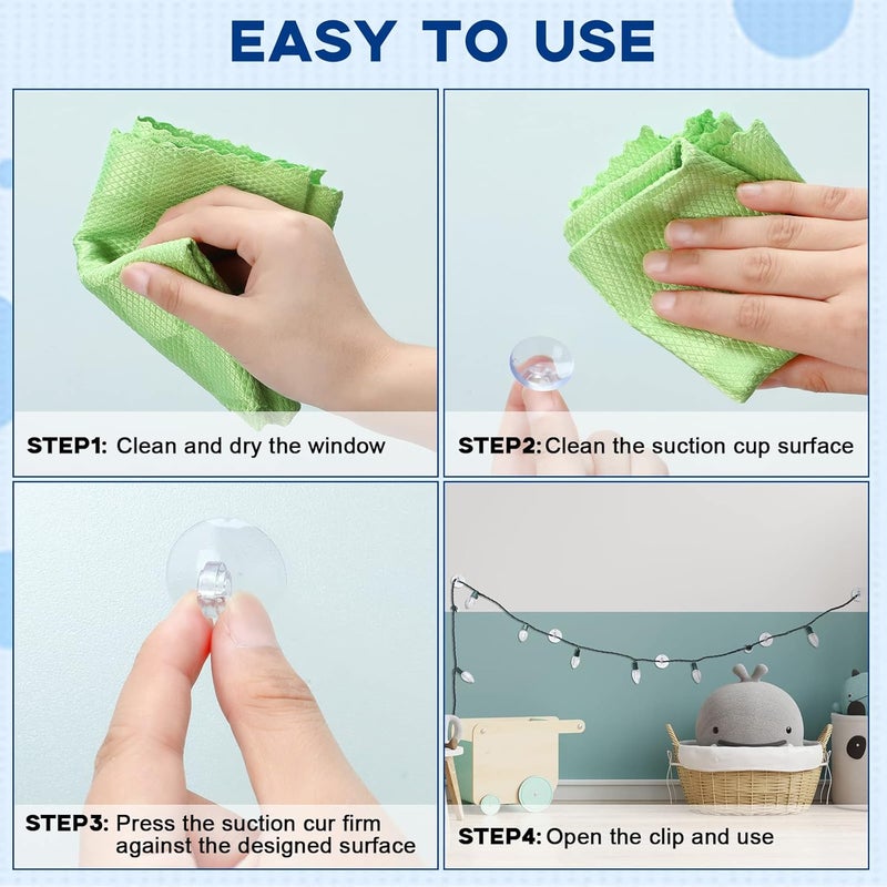 Skyley Christmas Light Holders Mini Hang Christmas Light Clips Suction Cup Clips Shower Suction Cup Hooks Outdoor Seasonal Lighting Hooks for Window Glass Home Bathroom Kitchen(200 Pcs) - Image 5