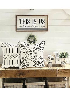 Mordely Set of 4 Geometric Decorative Throw Pillow Covers 16x16 Inches, Double-Sided Waterproof White Linen Pillow Covers for Sofa Couch Living Room Bedroom Modern Home Decor  - Image 4