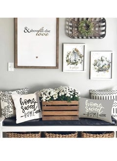 Mordely Set of 4 Geometric Decorative Throw Pillow Covers 16x16 Inches, Double-Sided Waterproof White Linen Pillow Covers for Sofa Couch Living Room Bedroom Modern Home Decor  - Image 5