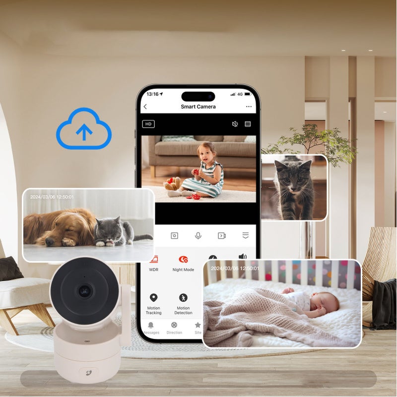 كاميرات أمن واي فاي مع دوران 360 درجة وإنذار تحفيزي - كاميرا مراقبة منزلية ذكية 5 فولت - Image 4