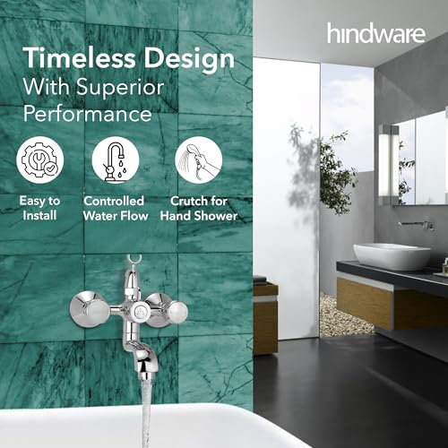 Hindware F330018CP Wall Mixer with Hand Shower Arrangement (Crutch) (Contessa Plus) with Chrome Finish - Image 5